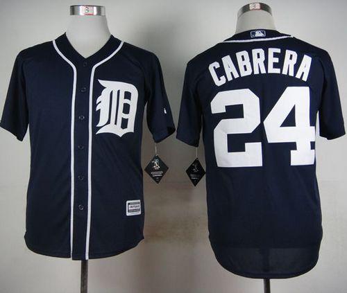 Tigers #24 Miguel Cabrera Navy Blue Cool Base Stitched MLB Jersey - Click Image to Close